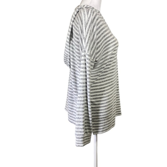 Mesh + Lace women's size Medium hooded lightweight long sleeve striped sweater - Picture 6 of 8